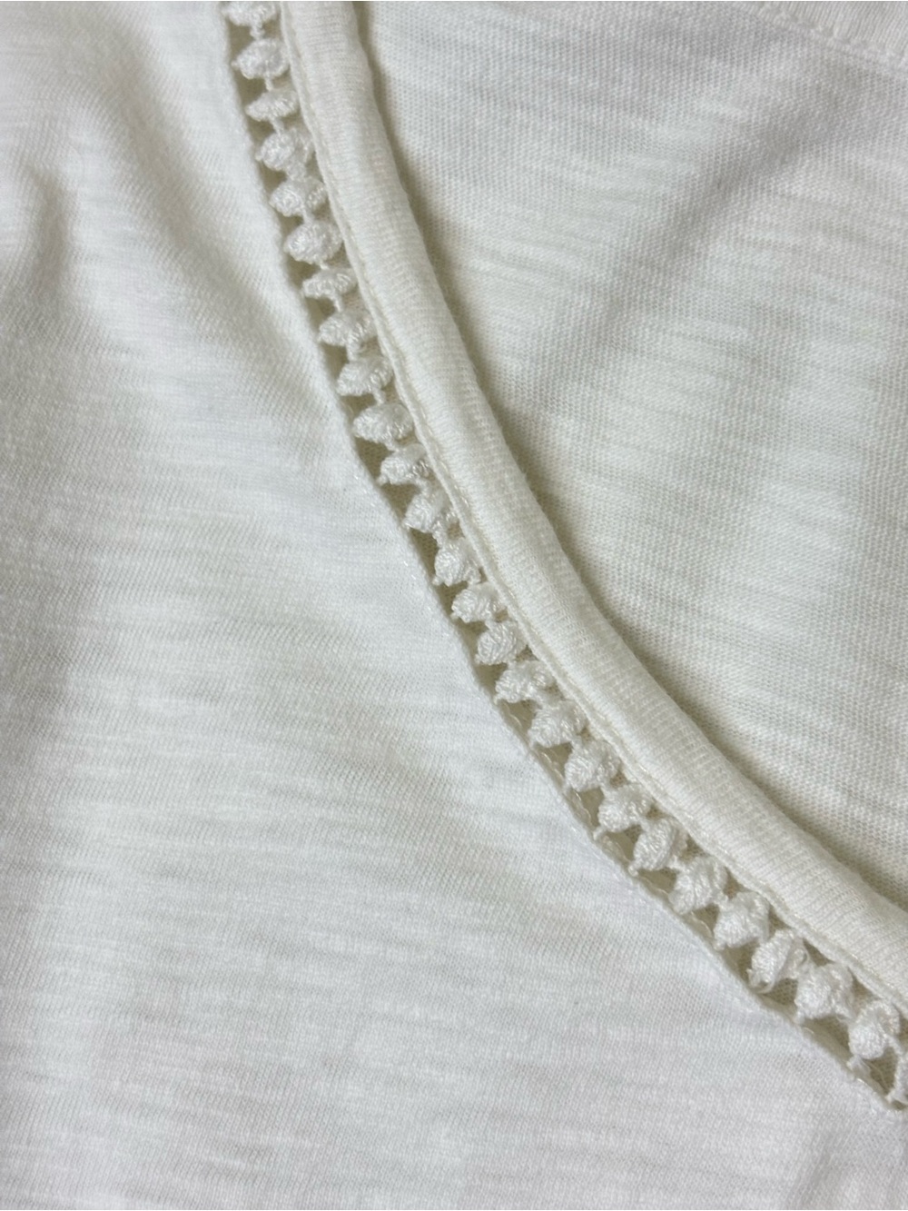 Coldwater Creek White V-Neck Tee with Decorative Trim, 100% cotton - Picture 5 of 6
